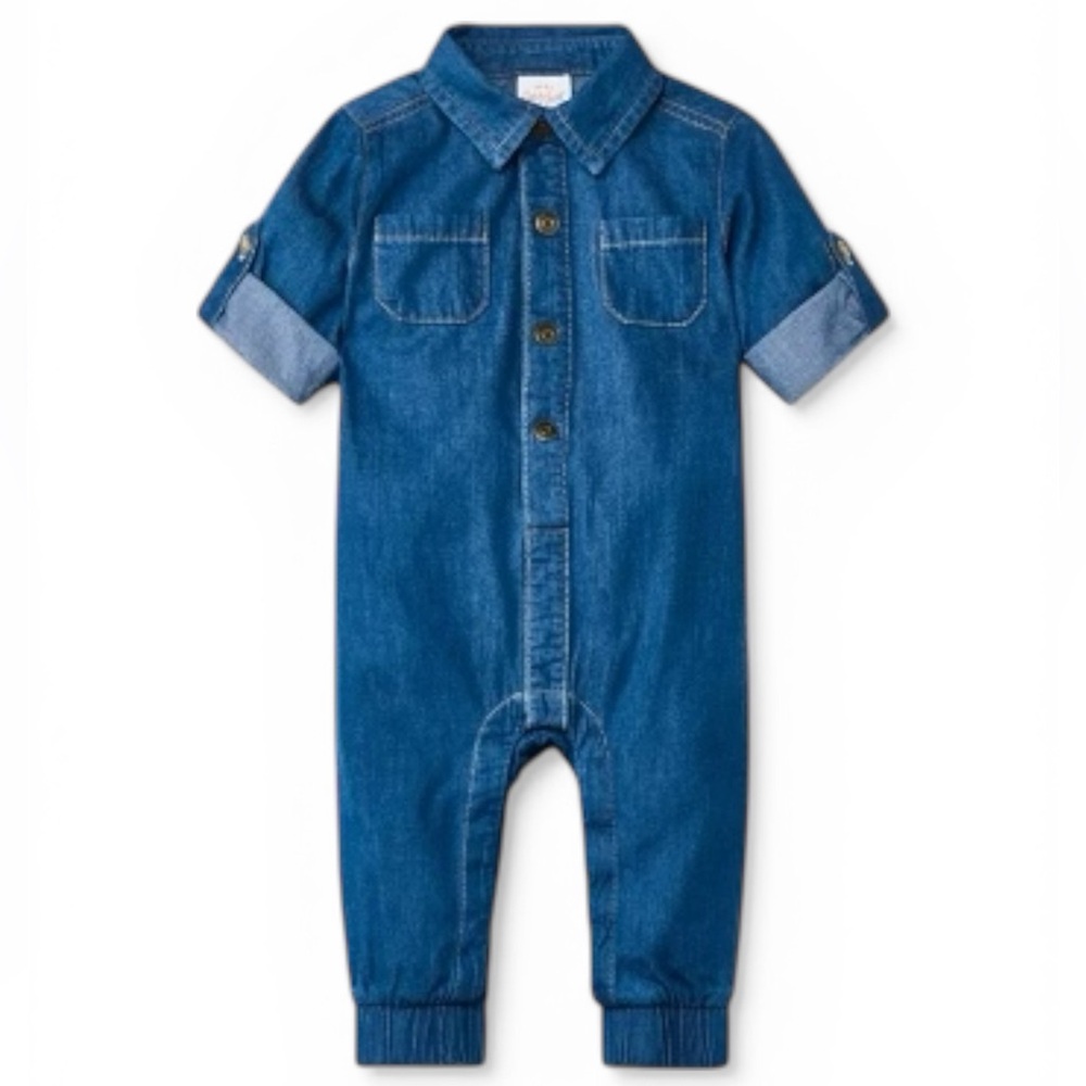 Cat & Jack Blue Denim Romper Baby Size 3-6 Months